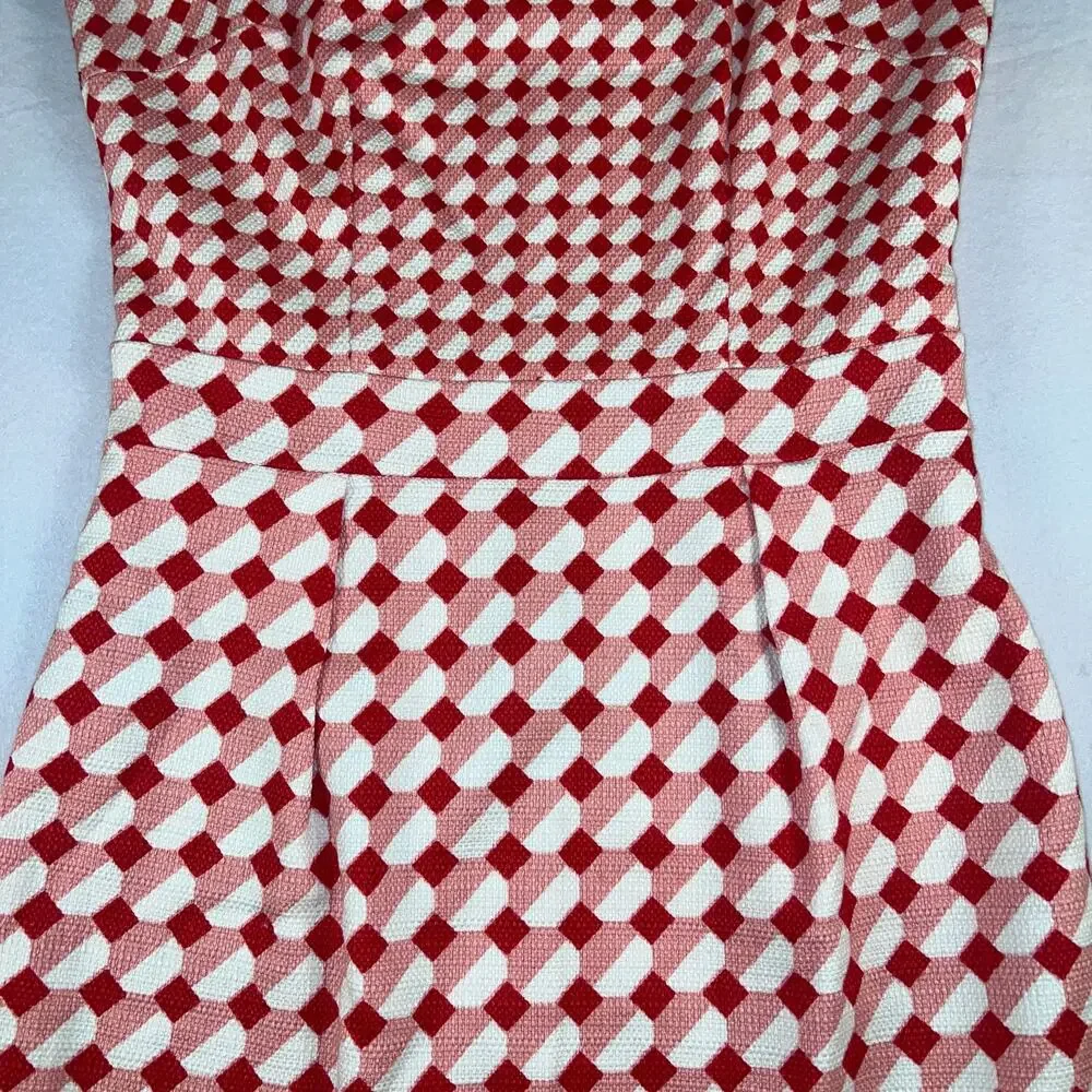 Boden Women's Red White Geometric Print Sleeveless Shift Dress Classic Size 8L